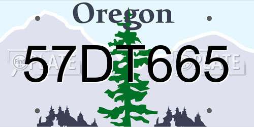 57DT665 Oregon License Plate