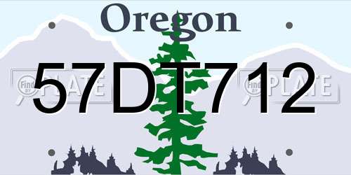 57DT712 Oregon License Plate