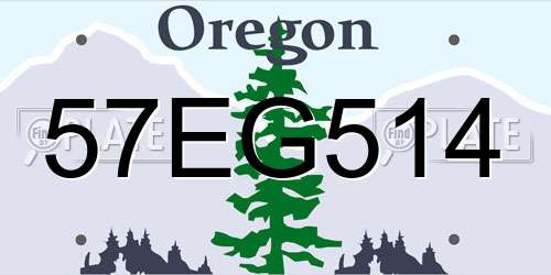 57EG514 Oregon License Plate
