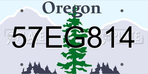 57EG814 Oregon License Plate