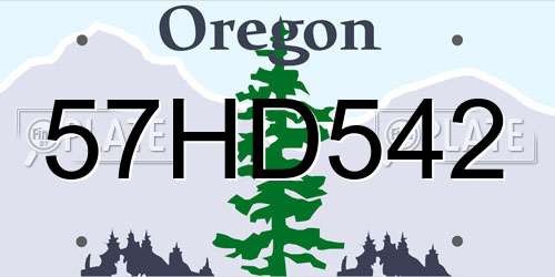 57HD542 Oregon License Plate
