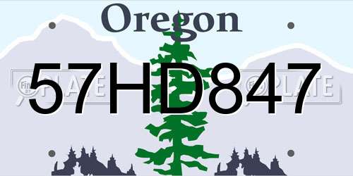 57HD847 Oregon License Plate