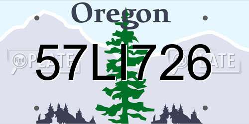 57LI726 Oregon License Plate