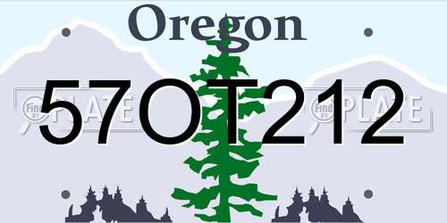 57OT212 Oregon License Plate