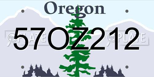 57OZ212 Oregon License Plate