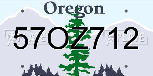 57OZ712 Oregon License Plate