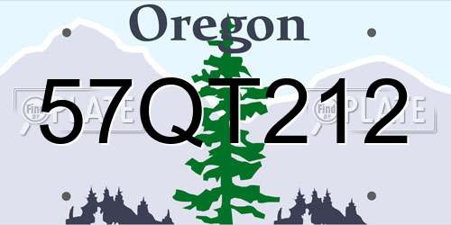 57QT212 Oregon License Plate