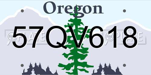 57QV618 Oregon License Plate