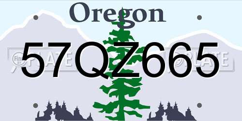57QZ665 Oregon License Plate