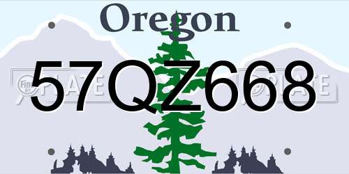 57QZ668 Oregon License Plate