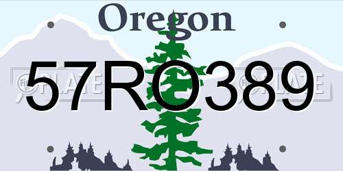 57RO389 Oregon License Plate