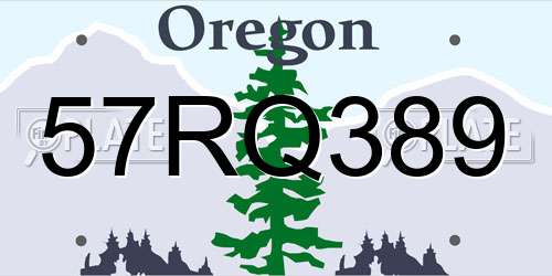 57RQ389 Oregon License Plate
