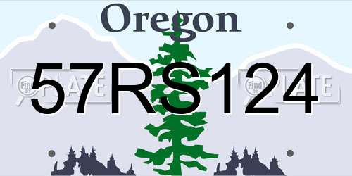 57RS124 Oregon License Plate