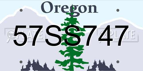 57SS747 Oregon License Plate