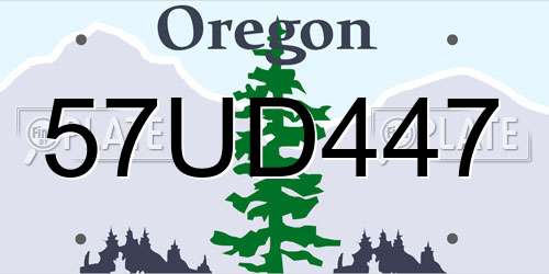 57UD447 Oregon License Plate