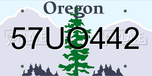 57UO442 Oregon License Plate