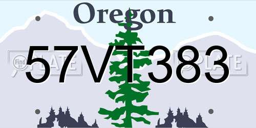 57VT383 Oregon License Plate