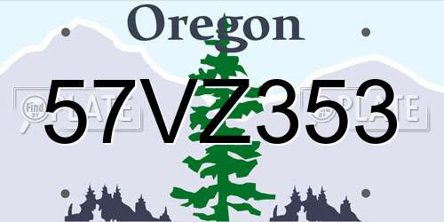 57VZ353 Oregon License Plate