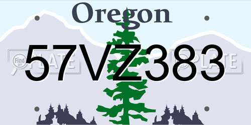 57VZ383 Oregon License Plate