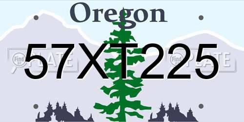 57XT225 Oregon License Plate