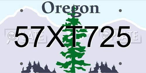 57XT725 Oregon License Plate