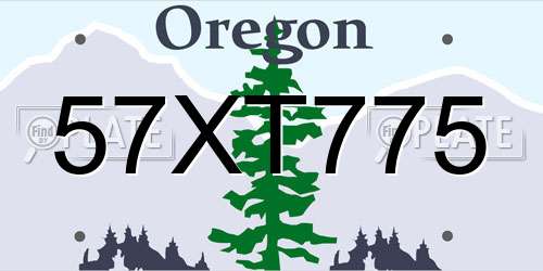 57XT775 Oregon License Plate