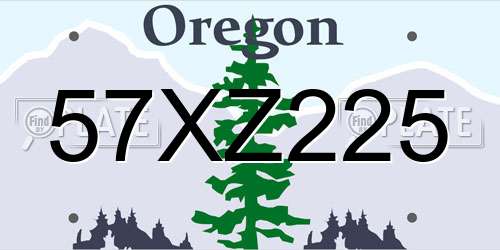 57XZ225 Oregon License Plate