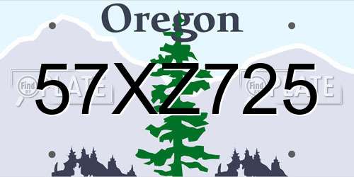 57XZ725 Oregon License Plate