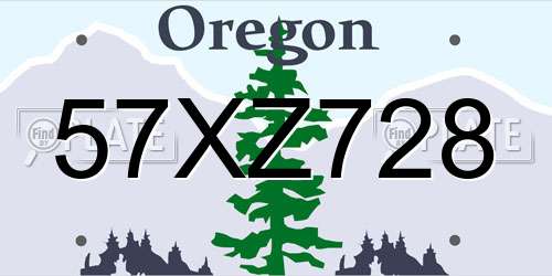 57XZ728 Oregon License Plate