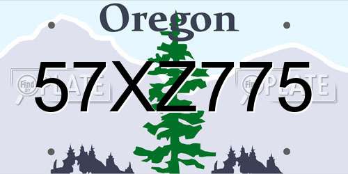 57XZ775 Oregon License Plate