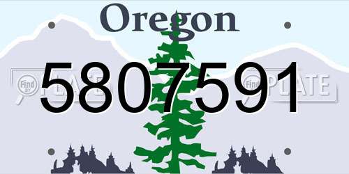 5807591 Oregon License Plate