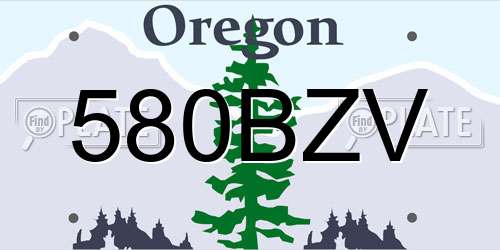 580BZV Oregon License Plate