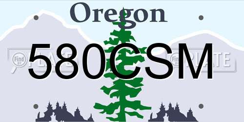 580CSM Oregon License Plate