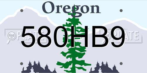 580HB9 Oregon License Plate