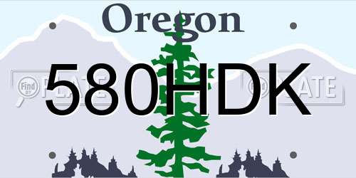 580HDK Oregon License Plate