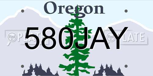 580JAY Oregon License Plate