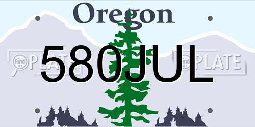 580JUL Oregon License Plate