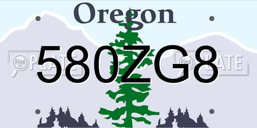 580ZG8 Oregon License Plate