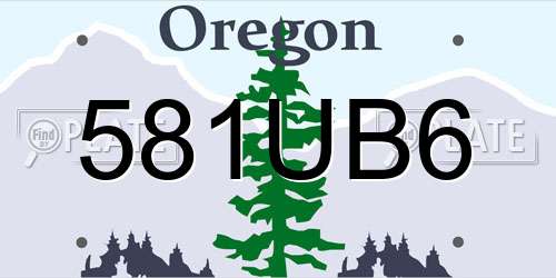 581UB6 Oregon License Plate
