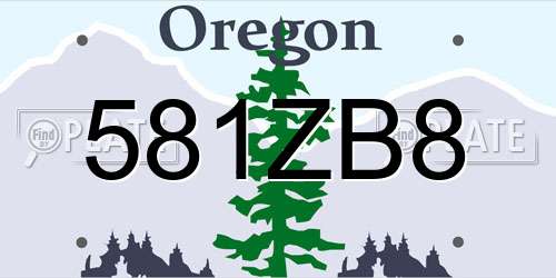 581ZB8 Oregon License Plate