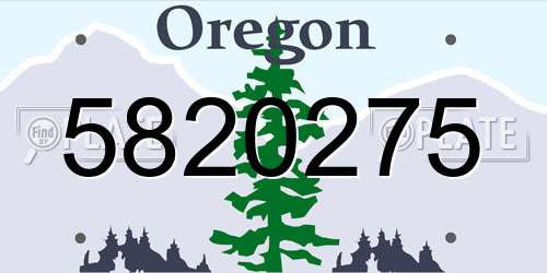 5820275 Oregon License Plate