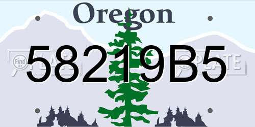 58219B5 Oregon License Plate