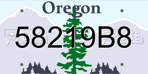 58219B8 Oregon License Plate