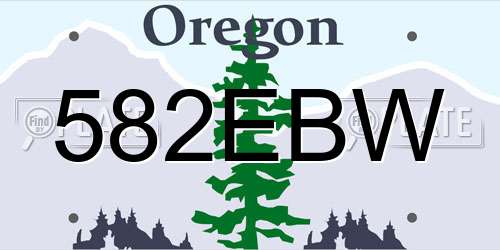 582EBW Oregon License Plate