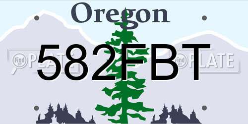 582FBT Oregon License Plate