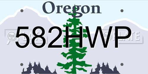 582HWP Oregon License Plate