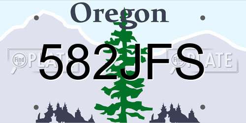 582JFS Oregon License Plate