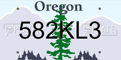 582KL3 Oregon License Plate