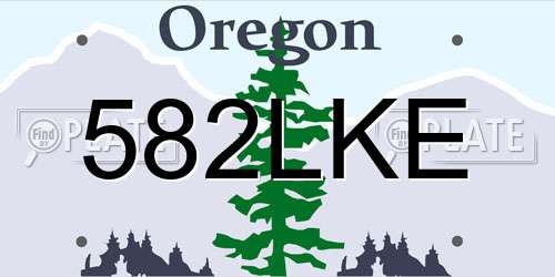 582LKE Oregon License Plate