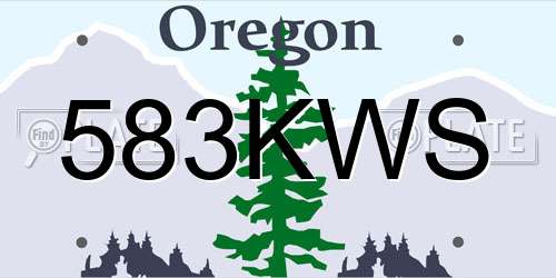 583KWS Oregon License Plate